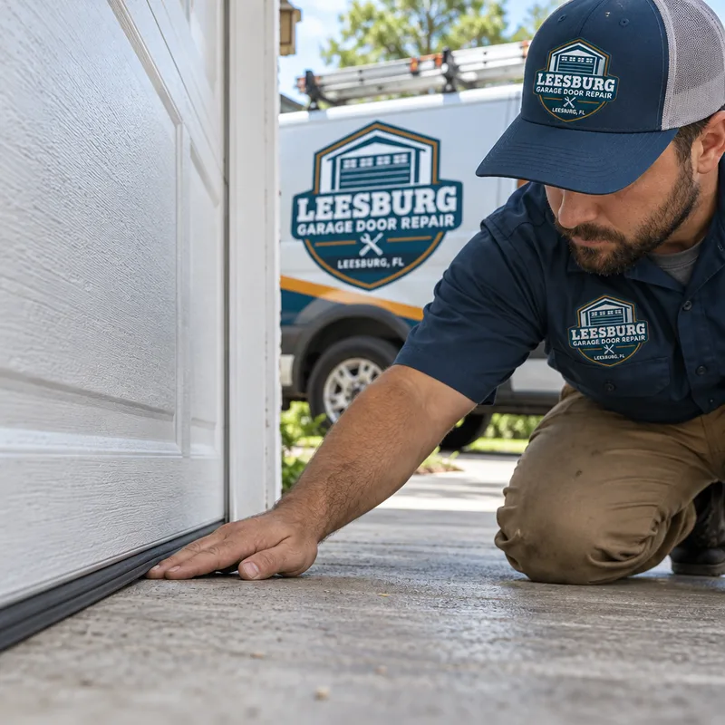 Garage door bottom seal making even contact across the floor with no daylight at the corners